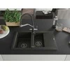Granitinė virtuvinė plautuvė Mexen Gaspar su maišytuvu ir sifonu, Metallic juodas/auksinis+Juodas/Chrome
