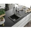 Granitinė virtuvinė plautuvė Mexen Enzo su maišytuvu ir sifonu, Metallic juodas/auksinis+Juodas/Chrome