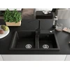 Granitinė virtuvinė plautuvė Mexen Tomas su maišytuvu ir sifonu, Metallic juodas/auksinis+Juodas