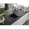 Granitinė virtuvinė plautuvė Mexen Enzo su maišytuvu ir sifonu, Metallic juodas/auksinis+Juodas