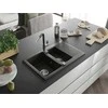 Granitinė virtuvinė plautuvė Mexen Gaspar su maišytuvu ir sifonu, Metallic juodas/auksinis+Juodas/Chrome