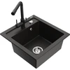 Granitinė virtuvinė plautuvė Mexen Vito su maišytuvu ir sifonu, Metallic juodas/auksinis+Juodas