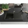 Granitinė virtuvinė plautuvė Mexen Cesar su maišytuvu ir sifonu, Metallic juodas/auksinis+Juodas/Chrome