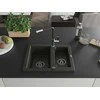 Granitinė virtuvinė plautuvė Mexen Carlos su maišytuvu ir sifonu, Metallic juodas/auksinis+Juodas/Chrome