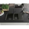 Granitinė virtuvinė plautuvė Mexen Gaspar su maišytuvu ir sifonu, Metallic juodas/auksinis+Juodas