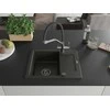 Granitinė virtuvinė plautuvė Mexen Enzo su maišytuvu ir sifonu, Metallic juodas/auksinis+Juodas/Chrome