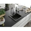 Granitinė virtuvinė plautuvė Mexen Vito su maišytuvu ir sifonu, Metallic juodas/auksinis+Juodas