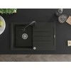 Granitinė virtuvinė plautuvė Mexen Bruno su maišytuvu ir sifonu, Metallic juodas/auksinis+Juodas