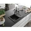 Granitinė virtuvinė plautuvė Mexen Enzo su maišytuvu ir sifonu, Metallic juodas/auksinis+Juodas