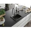 Granitinė virtuvinė plautuvė Mexen Milo su maišytuvu ir sifonu, Metallic juodas/auksinis+Juodas/Chrome