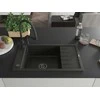 Granitinė virtuvinė plautuvė Mexen Elias su maišytuvu ir sifonu, Metallic juodas/auksinis+Juodas