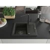 Granitinė virtuvinė plautuvė Mexen Enzo su maišytuvu ir sifonu, Metallic juodas/auksinis+Juodas