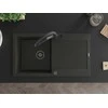 Granitinė virtuvinė plautuvė Mexen Leo su maišytuvu ir sifonu, Metallic juodas/auksinis+Juodas