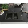 Granitinė virtuvinė plautuvė Mexen Gaspar su maišytuvu ir sifonu, Metallic juodas/auksinis+Juodas