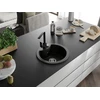 Granitinė virtuvinė plautuvė Mexen Diego su maišytuvu ir sifonu, Metallic juodas/auksinis+Juodas