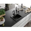 Granitinė virtuvinė plautuvė Mexen Milo su maišytuvu ir sifonu, Metallic juodas/auksinis+Juodas(B)