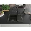 Granitinė virtuvinė plautuvė Mexen Enzo su maišytuvu ir sifonu, Metallic juodas/auksinis+Juodas