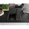 Granitinė virtuvinė plautuvė Mexen Enzo su maišytuvu ir sifonu, Metallic juodas/auksinis+Juodas(B)