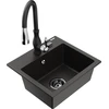Granitinė virtuvinė plautuvė Mexen Milo su maišytuvu ir sifonu, Metallic juodas/auksinis+Juodas