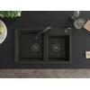 Granitinė virtuvinė plautuvė Mexen Tomas su maišytuvu ir sifonu, Metallic juodas/auksinis+Juodas