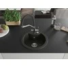 Granitinė virtuvinė plautuvė Mexen Diego su maišytuvu ir sifonu, Metallic juodas/auksinis+Juodas/Chrome