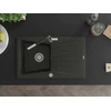 Granitinė virtuvinė plautuvė Mexen Cesar su maišytuvu ir sifonu, Metallic juodas/auksinis+Juodas/Chrome