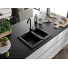 Granitinė virtuvinė plautuvė Mexen Carlos su maišytuvu ir sifonu, Metallic juodas/auksinis+Juodas