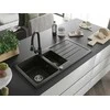 Granitinė virtuvinė plautuvė Mexen Andres su maišytuvu ir sifonu, Metallic juodas/auksinis+Juodas