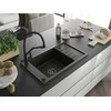 Granitinė virtuvinė plautuvė Mexen Elias su maišytuvu ir sifonu, Metallic juodas/auksinis+Juodas