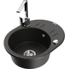 Granitinė virtuvinė plautuvė Mexen Kevin su maišytuvu ir sifonu, Metallic juodas/auksinis+Chrome
