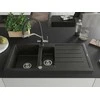 Granitinė virtuvinė plautuvė Mexen Andres su maišytuvu ir sifonu, Metallic juodas/auksinis+Juodas/Chrome