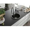 Granitinė virtuvinė plautuvė Mexen Diego su maišytuvu ir sifonu, Metallic juodas/auksinis+Juodas/Chrome