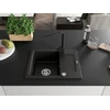 Granitinė virtuvinė plautuvė Mexen Enzo su maišytuvu ir sifonu, Metallic juodas/auksinis+Juodas