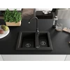 Granitinė virtuvinė plautuvė Mexen Carlos su maišytuvu ir sifonu, Metallic juodas/auksinis+Juodas