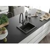 Granitinė virtuvinė plautuvė Mexen Milo su maišytuvu ir sifonu, Metallic juodas/auksinis+Juodas