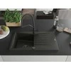 Granitinė virtuvinė plautuvė Mexen Cesar su maišytuvu ir sifonu, Metallic juodas/auksinis+Juodas