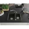 Granitinė virtuvinė plautuvė Mexen Carlos su maišytuvu ir sifonu, Metallic juodas/auksinis+Juodas/Chrome