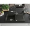 Granitinė virtuvinė plautuvė Mexen Pablo su maišytuvu ir sifonu, Metallic juodas/auksinis+Juodas/Chrome