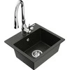 Granitinė virtuvinė plautuvė Mexen Milo su maišytuvu ir sifonu, Metallic juodas/auksinis+Chrome
