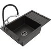 Granitinė virtuvinė plautuvė Mexen Elias su maišytuvu ir sifonu, Metallic juodas/auksinis+Juodas/Chrome