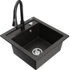 Granitinė virtuvinė plautuvė Mexen Vito su maišytuvu ir sifonu, Metallic juodas/auksinis+Juodas