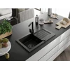 Granitinė virtuvinė plautuvė Mexen Pablo su maišytuvu ir sifonu, Metallic juodas/auksinis+Juodas(B)