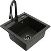 Granitinė virtuvinė plautuvė Mexen Vito su maišytuvu ir sifonu, Metallic juodas/auksinis+Juodas