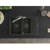 Granitinė virtuvinė plautuvė Mexen Gaspar su maišytuvu ir sifonu, Metallic juodas/auksinis+Juodas/Chrome