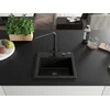 Granitinė virtuvinė plautuvė Mexen Milo su maišytuvu ir sifonu, Metallic juodas/auksinis+Juodas(B)