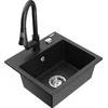 Granitinė virtuvinė plautuvė Mexen Milo su maišytuvu ir sifonu, Metallic juodas/auksinis+Juodas