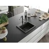 Granitinė virtuvinė plautuvė Mexen Milo su maišytuvu ir sifonu, Metallic juodas/auksinis+Juodas/Chrome