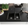 Granitinė virtuvinė plautuvė Mexen Carlos su maišytuvu ir sifonu, Metallic juodas/auksinis+Juodas