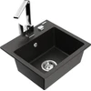 Granitinė virtuvinė plautuvė Mexen Milo su maišytuvu ir sifonu, Metallic juodas/auksinis+Chrome