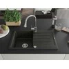 Granitinė virtuvinė plautuvė Mexen Bruno su maišytuvu ir sifonu, Metallic juodas/auksinis+Chrome